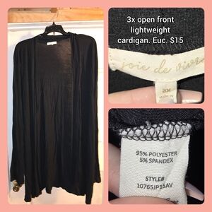 Elegant Black Open Front Cardigan